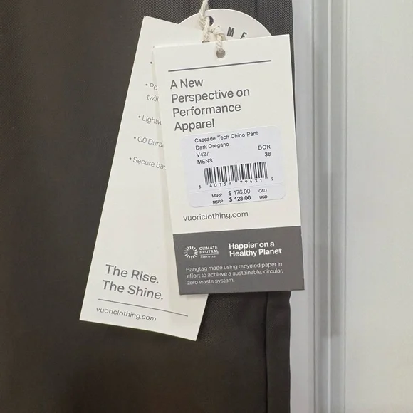 Vuori Men’s Cascade Tech Chino Pant Athletic Slim Fit 30” NWT - Picture 6 of 10